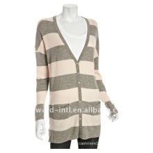 women's cashmere stripe pattern long cardigan